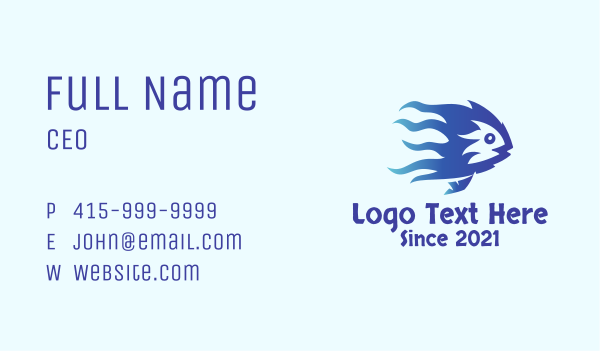 Blue Fire Fish Business Card Design Image Preview