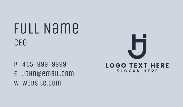 Generic Monogram HJ Business Card Design Image Preview