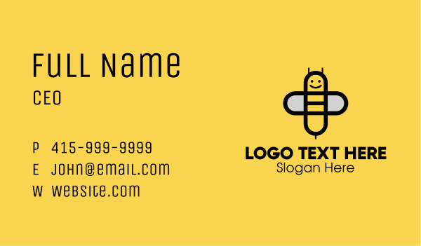 Simple Happy Bee Business Card Design Image Preview
