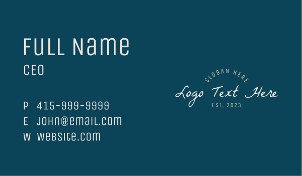 Classic Elegant Cursive Wordmark Business Card Design Image Preview