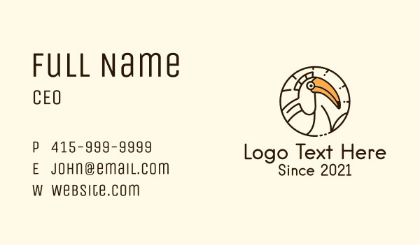 Round Hornbill Badge Business Card Design Image Preview