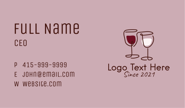 Minimalist Wine Glass  Business Card Design Image Preview