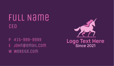 Pink Unicorn Silhouette Business Card Image Preview