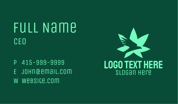 Green Eagle Weed Plant Business Card Design Image Preview