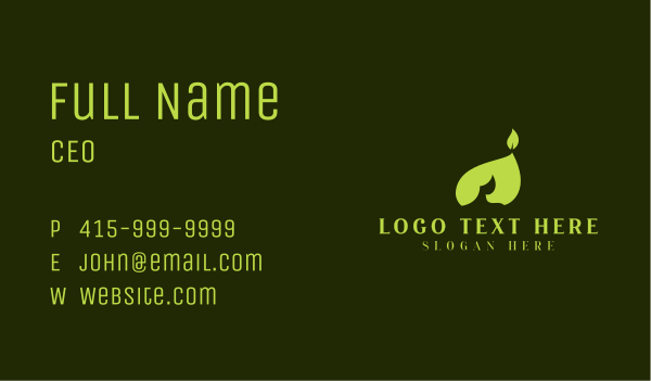 Green Leaf Flame Business Card Design Image Preview