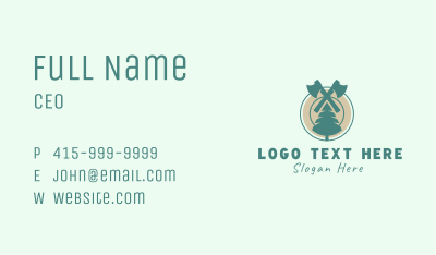 Pine Tree Forest Axe Business Card Image Preview