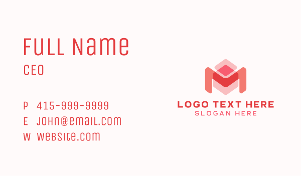 Cube Geometric Letter M Business Card Design Image Preview