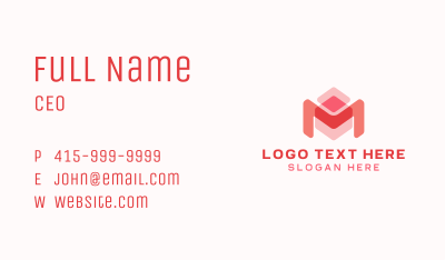 Cube Geometric Letter M Business Card Image Preview