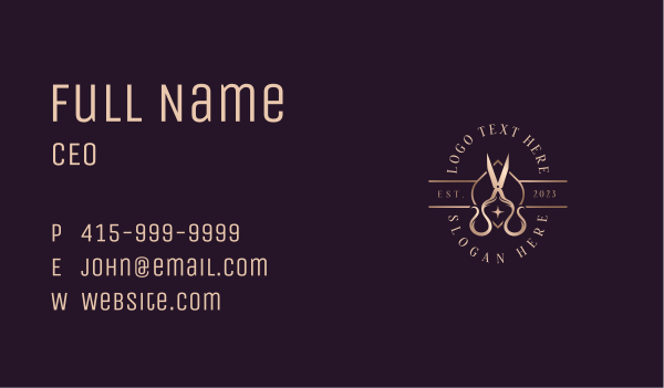 Elegant Scissors Shears Business Card Design Image Preview