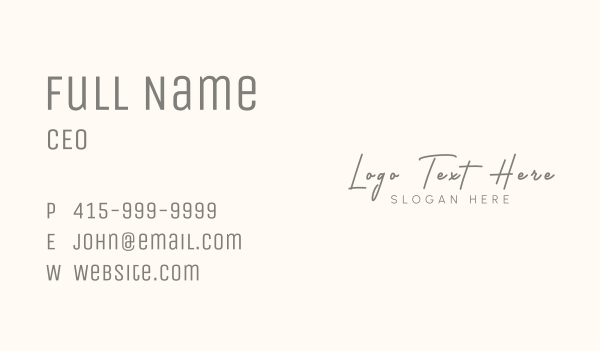 Feminine Brand Wordmark Business Card Design Image Preview