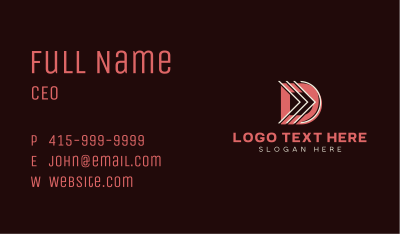 Company Arrow Letter D Business Card Image Preview