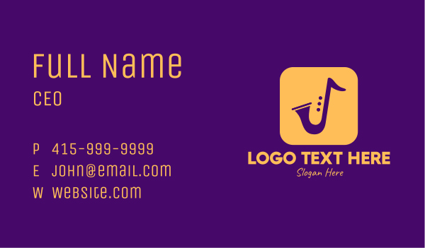 Golden Saxophone Mobile Application Business Card Design Image Preview