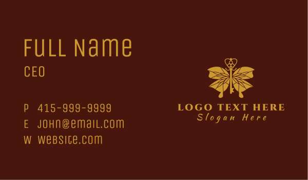 Gold Key Burtterfly Business Card Design Image Preview