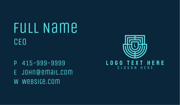 Blue Labyrinth Emblem Shield Business Card Design Image Preview