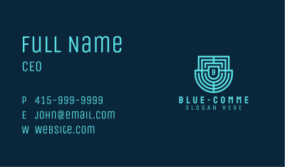 Blue Labyrinth Emblem Shield Business Card Image Preview
