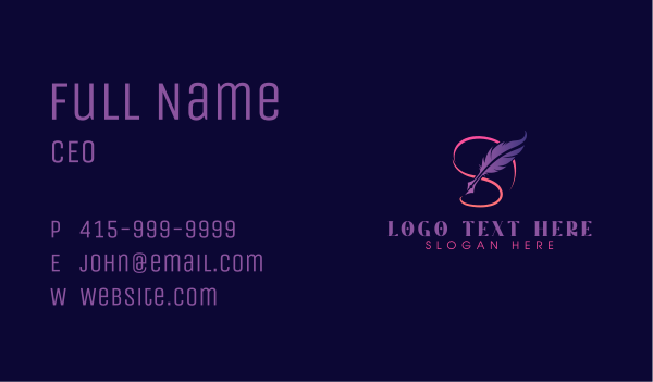 Writer Quill Pen Feather Business Card Design Image Preview