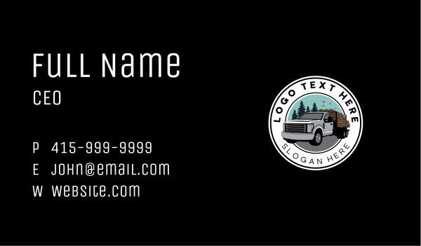 Forest Log Truck Business Card Design Image Preview