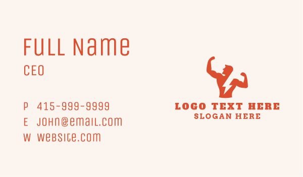 Muscular Lightning Man  Business Card Design Image Preview