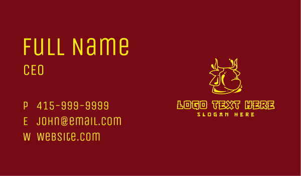 Golden Chinese Ox Business Card Design Image Preview