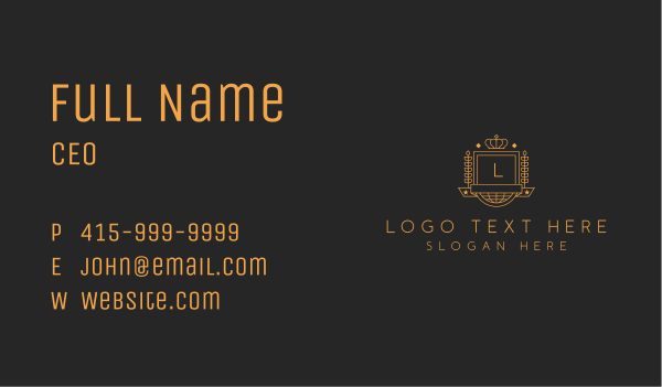 Gold Wreath Shield Business Card Design Image Preview