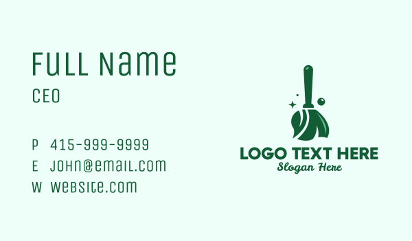 Natural Green Broom  Business Card Design Image Preview
