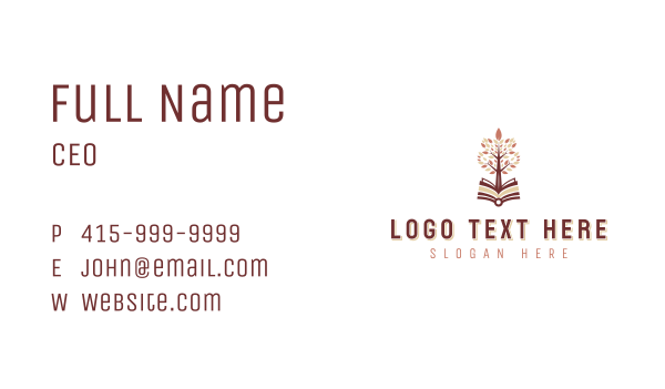 Bookstore Tree Author Business Card Design Image Preview