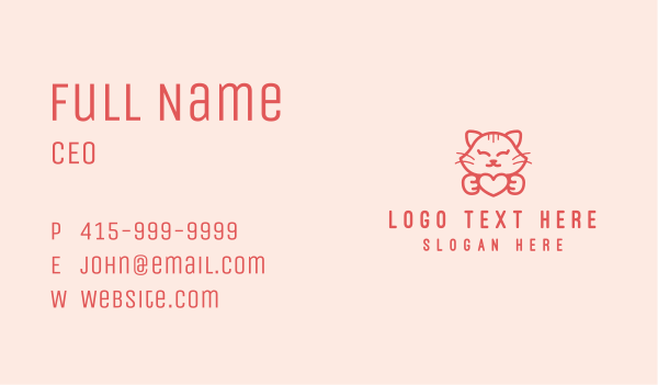 Cat Love Heart Business Card Design Image Preview