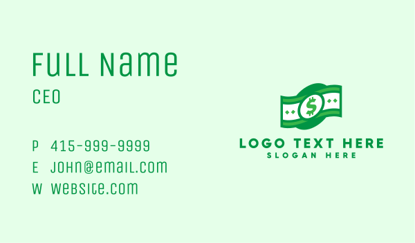 Green Cash Money Business Card Design Image Preview