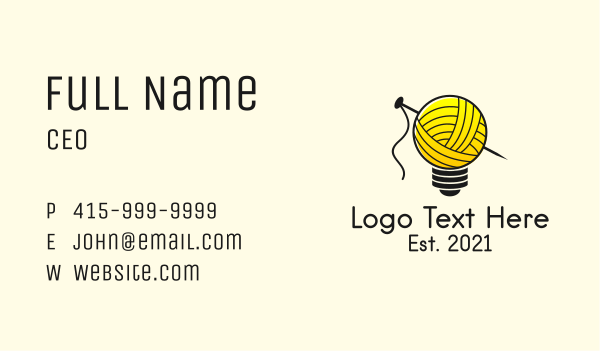 Needle Yarn Bulb Business Card Design Image Preview