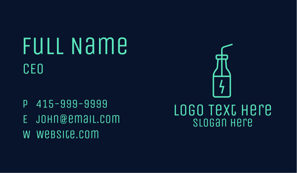 Green Energy Drink Business Card Design Image Preview