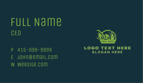 Grass Lawn Mower Business Card Design Image Preview