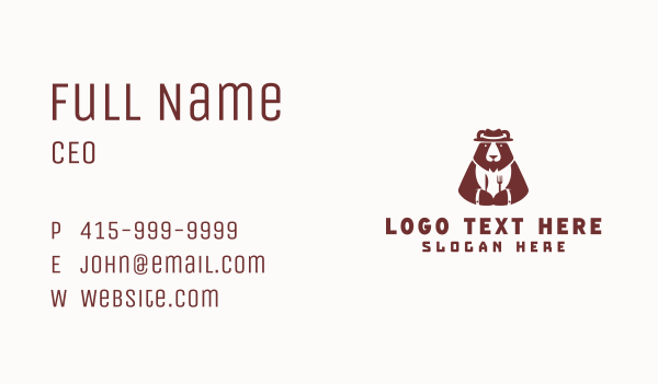 Bear Culinary Restaurant Business Card Design Image Preview
