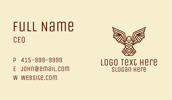 Tribal Brown Bird  Business Card Design Image Preview