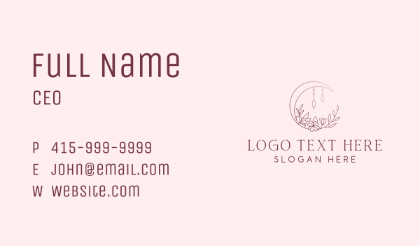 Moon Floral Jewelry Business Card Design Image Preview