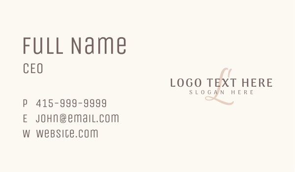 Beauty Cursive Letter Business Card Design Image Preview