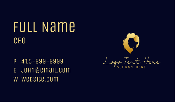 Gold Feminine Hair Salon Business Card Design Image Preview