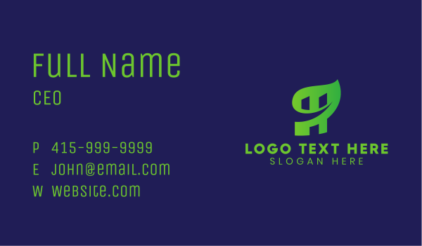Green Eco Letter H  Business Card Design Image Preview