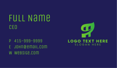 Green Eco Letter H  Business Card Image Preview