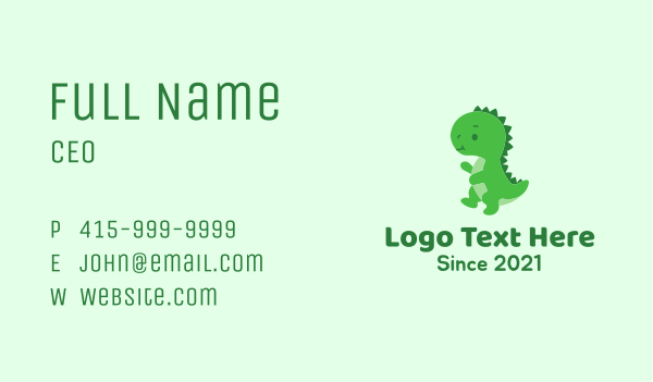 Green Baby Dinosaur  Business Card Design Image Preview