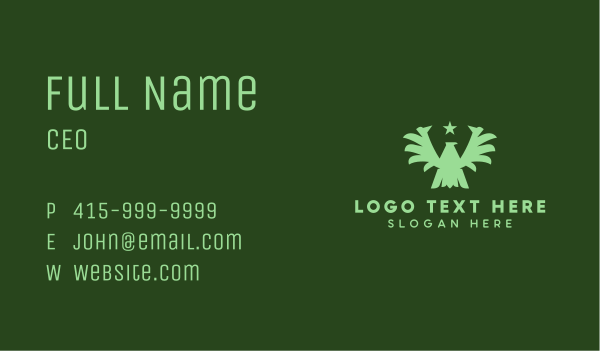 Green Military Eagle  Business Card Design Image Preview