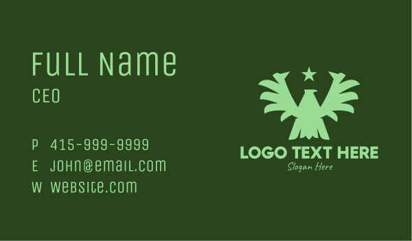 Green Military Eagle  Business Card Design