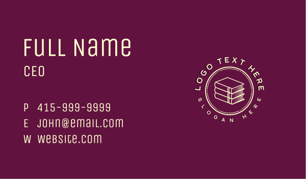 Novel Book Library Business Card Design Image Preview