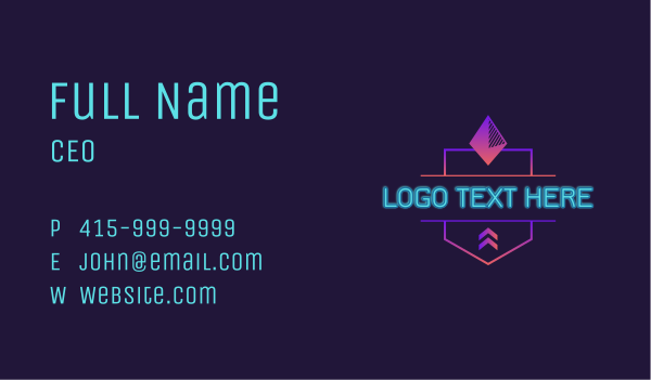 Gaming Neon Light Business Card Design Image Preview