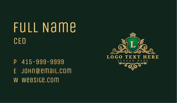 Elegant Royal Shield  Business Card Design Image Preview