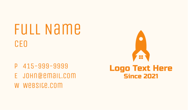 Orange Rocket House  Business Card Design Image Preview