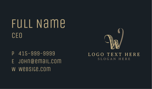 Vintage Calligraphy Letter W Business Card Design Image Preview