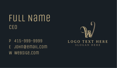 Vintage Calligraphy Letter W Business Card Image Preview