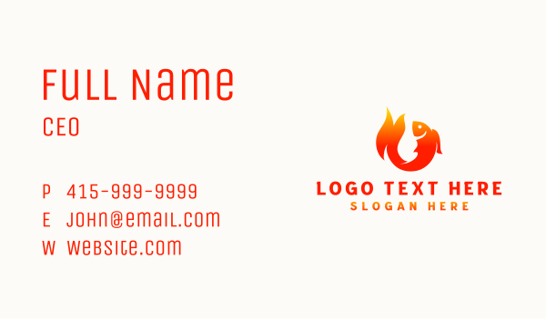 Fish Flame BBQ Business Card Design Image Preview