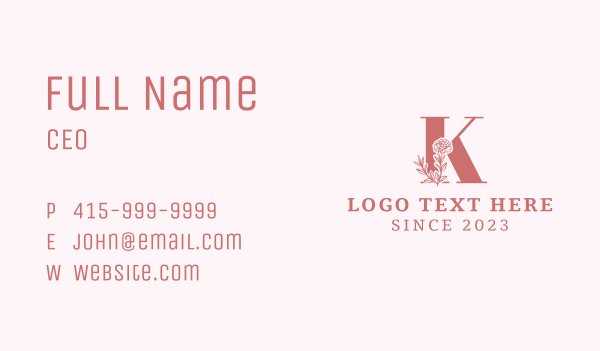 Elegant Flower Letter K Business Card Design Image Preview