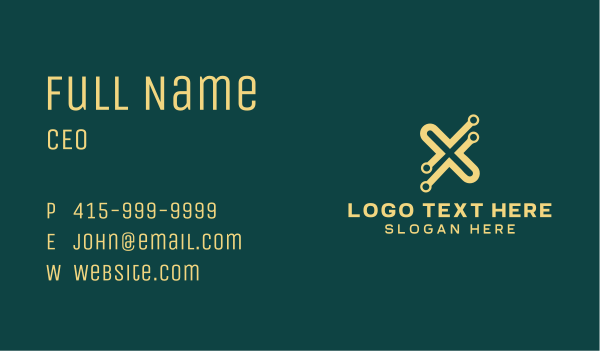Yellow Letter X Tech Business Card Design Image Preview